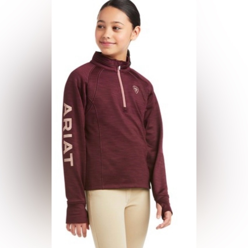Ariat Kids' Burgundy Half Zip Team TEK Fleece Pullover-XXL